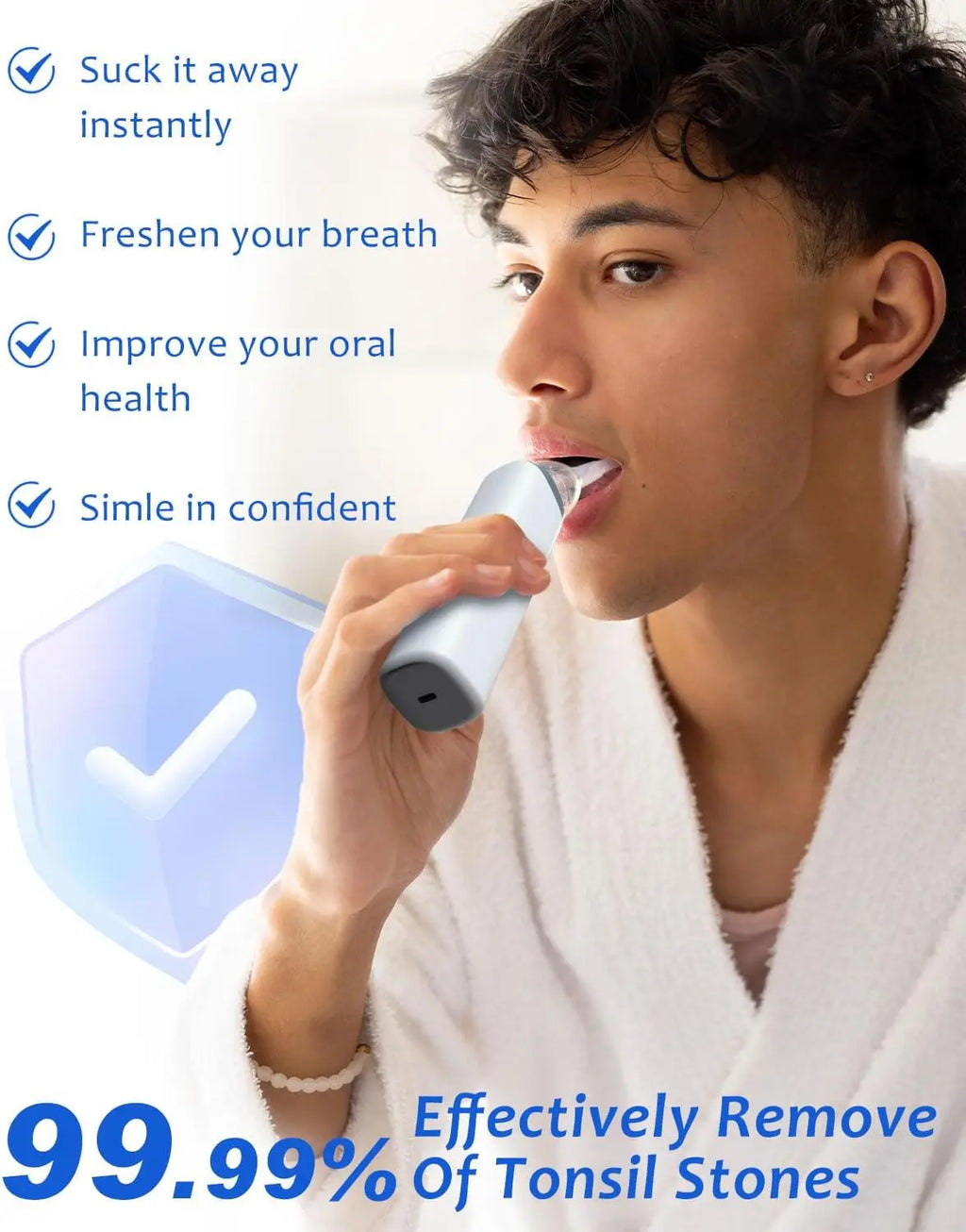 Electronic Vacuum Tonsil Stone Remover Kit with LED light 8 Suction